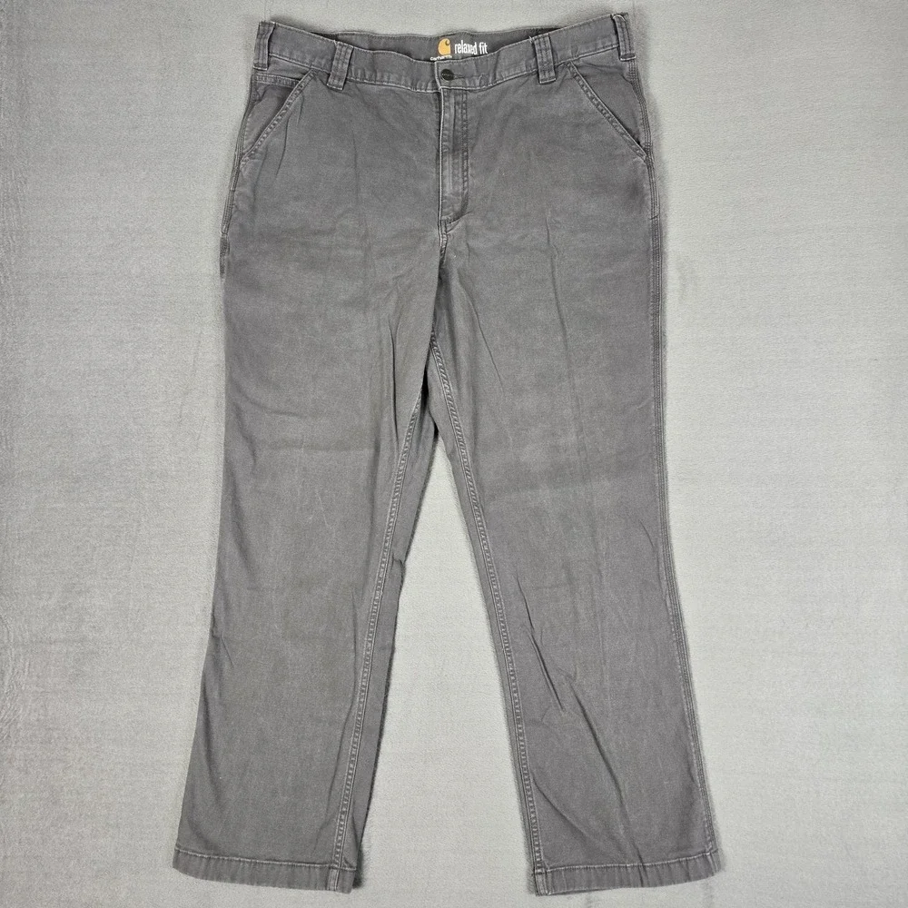 Carhartt Rugged Flex Pant Mens 40x32 Fit Relaxed Fit Gray Canvas Work 102291-039